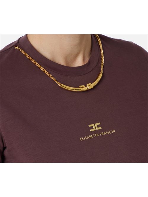 T-SHIRT WITH NECKLACE ELISABETTA FRANCHI | MA02856E2EA4 Merlot